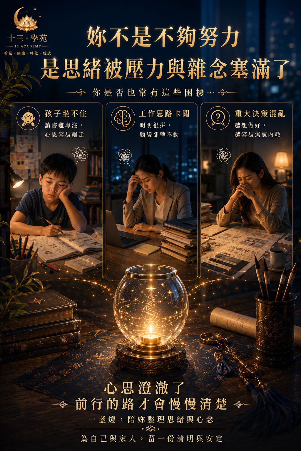 孩子讀書坐不住，工作思路卡關，重大決策時腦袋亂成一團