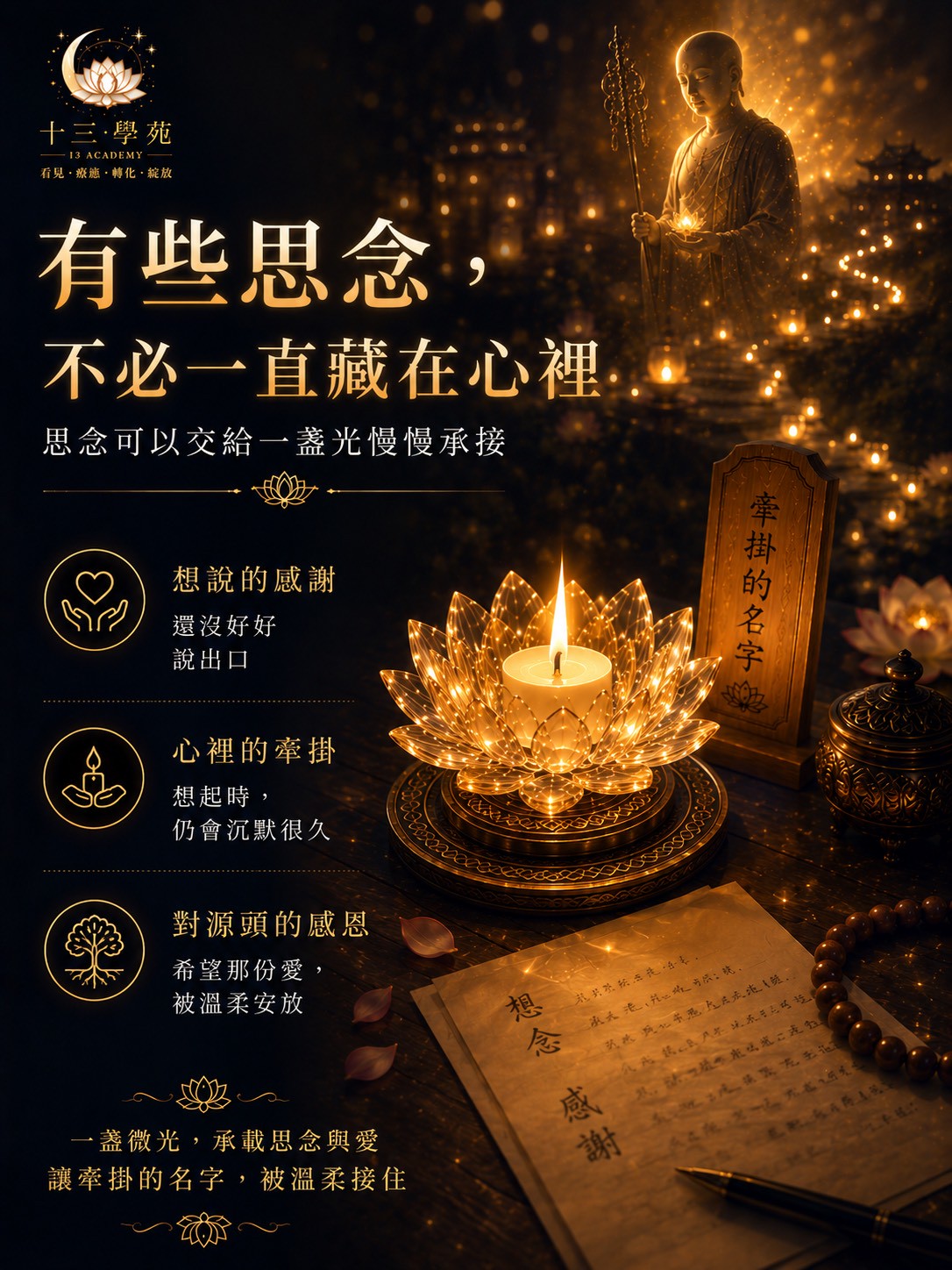 心中最摯愛的名字、來不及盡完的孝道、偶爾湧上心頭的深深思念