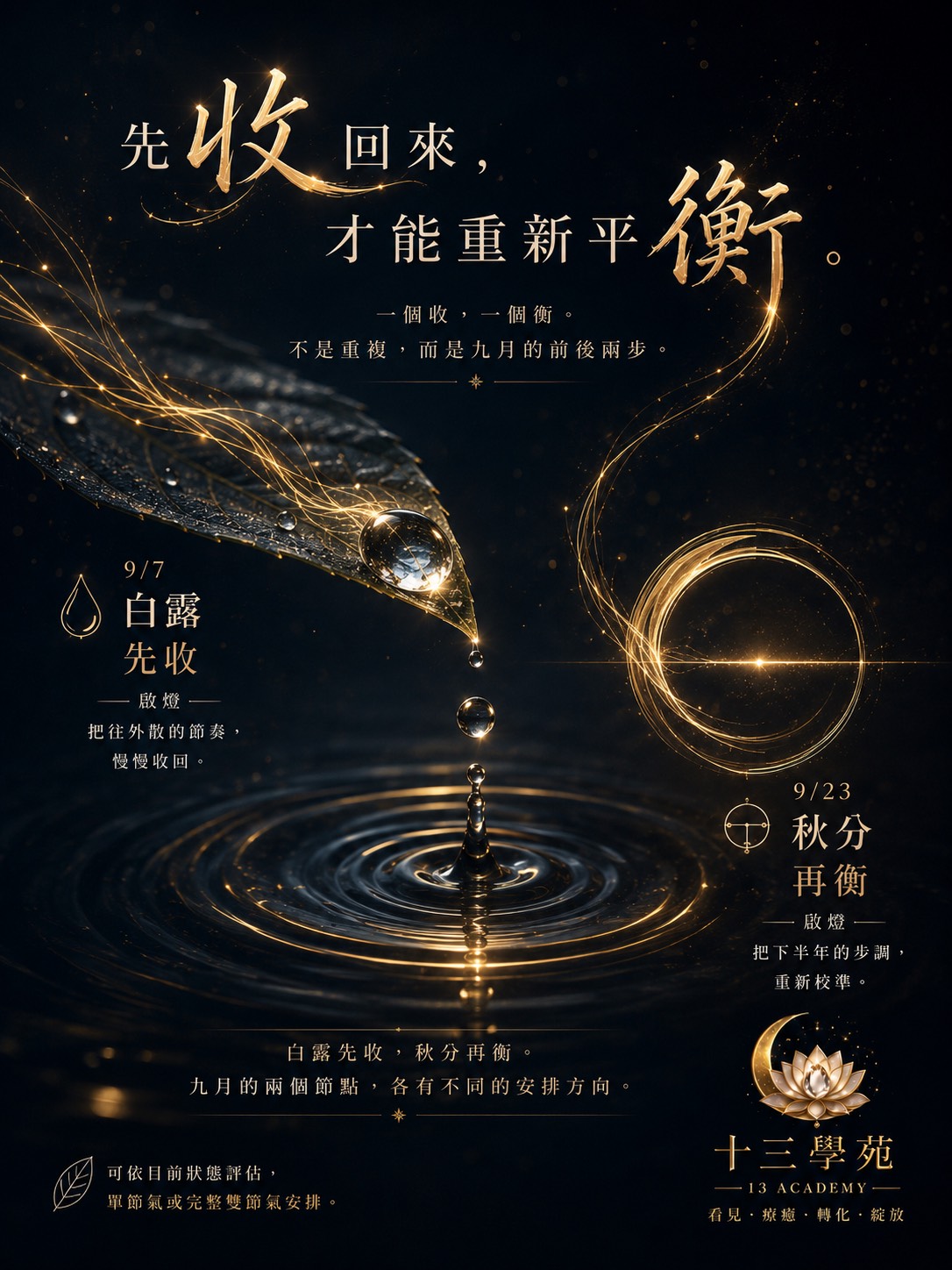 白露鎖氣安神，秋分衡局定盤