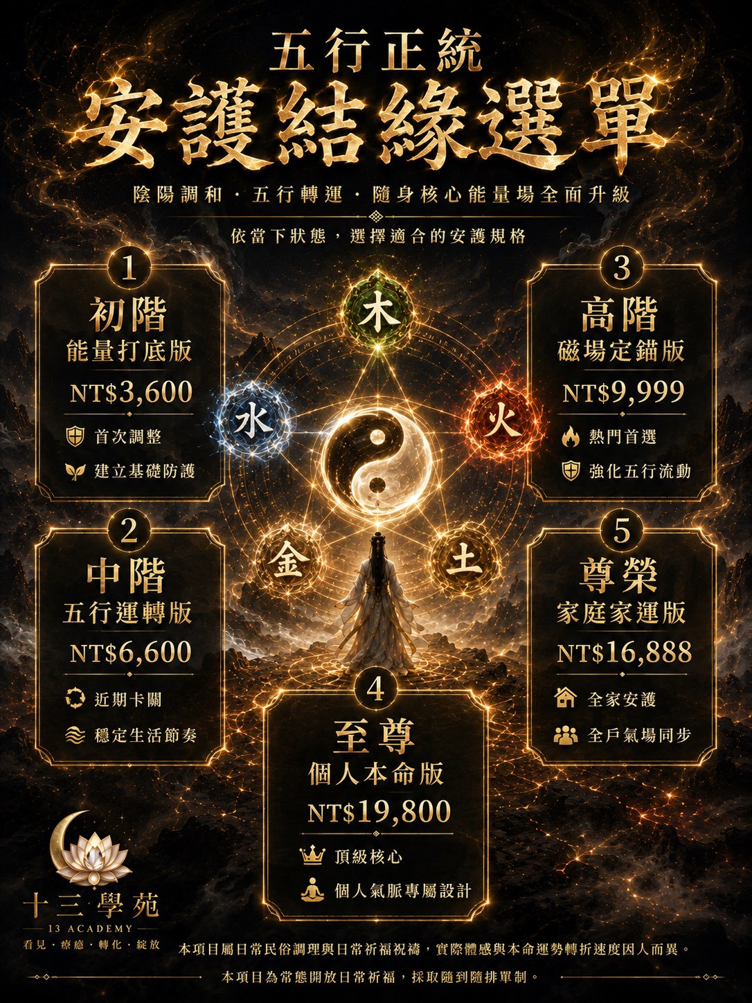 五行正統安護結緣選單