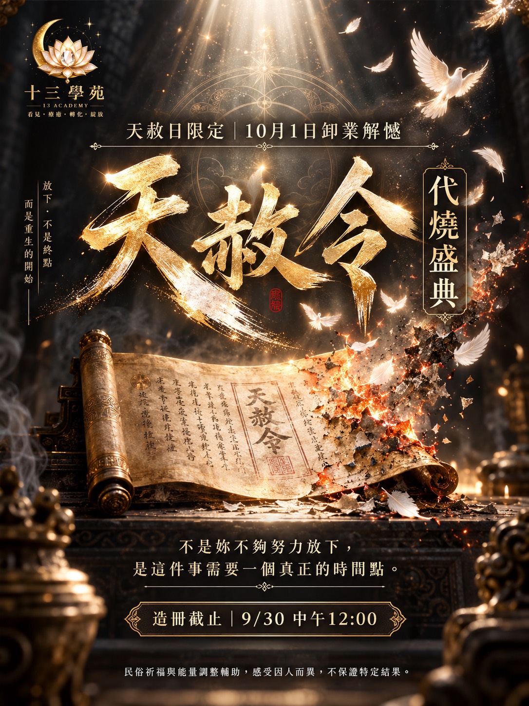 天赦令｜10月1日卸業解憾代燒盛典